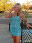 Sparkly Blue Spaghetti Straps Homecoming Dress Graduation Party Dress , QB0936