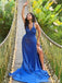 Elegant Blue V-neck Long Formal Gown to Impress,WGP1871