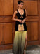 Elegant Black Green V-neck Long Formal Gown to Impress,WGP1814