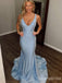 Sparkly Blue V-neck Mermaid Long Formal Gown to Impress,WGP1862