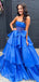 Gorgeous Blue A-line Straught Across Long Formal Gown to Impress,WGP1752