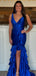 Elegant Blue Mermaid V-neck Long Formal Gown to Impress,WGP1749