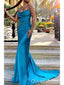 Sexy Blue Mermaid Spaghetti Straps Maxi Long Party Prom Dresses,Evening Dresses,WGP390