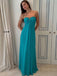 Elegant Blue Strapless A-line Maxi Evening Gown, Prom Dress, WGP2293