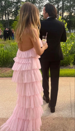 Sexy Pink A-line Side Slit Maxi Long Party Prom Dresses, Wedding Party Dresses,WGP294