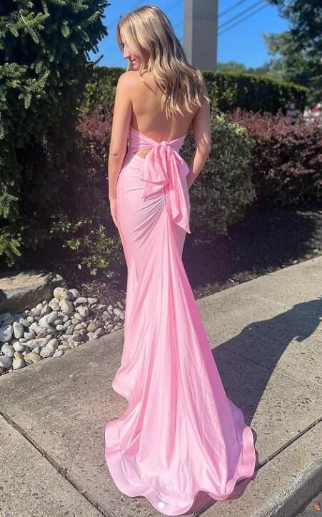 Sexy Pink Mermaid V-neck Backless Party Prom Dresses,Evening Dresses,WGP339