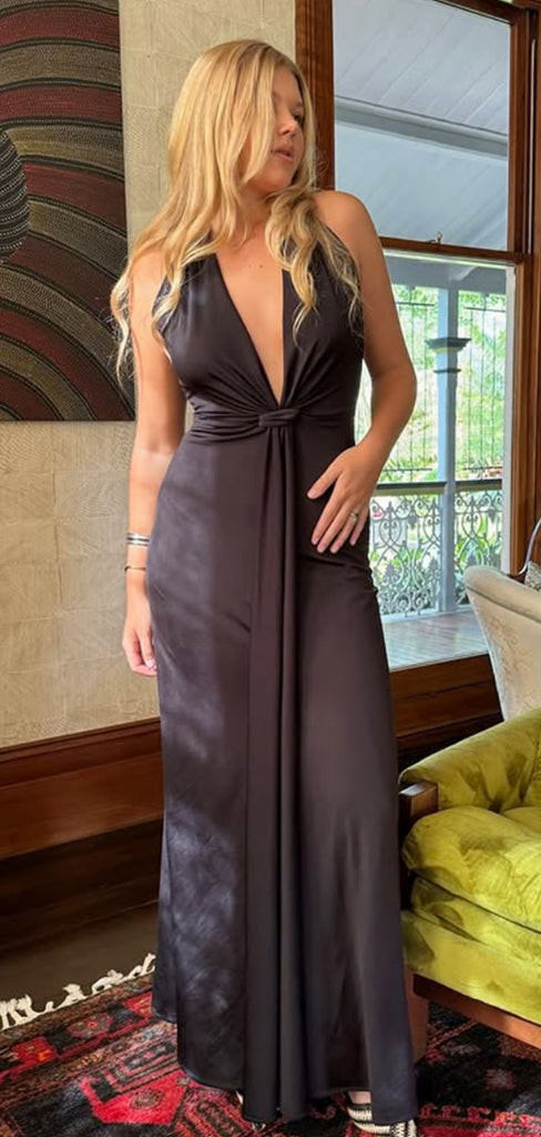 Sexy Dark Gray V-neck Mermaid Long Formal Gown to Impress,WGP1875