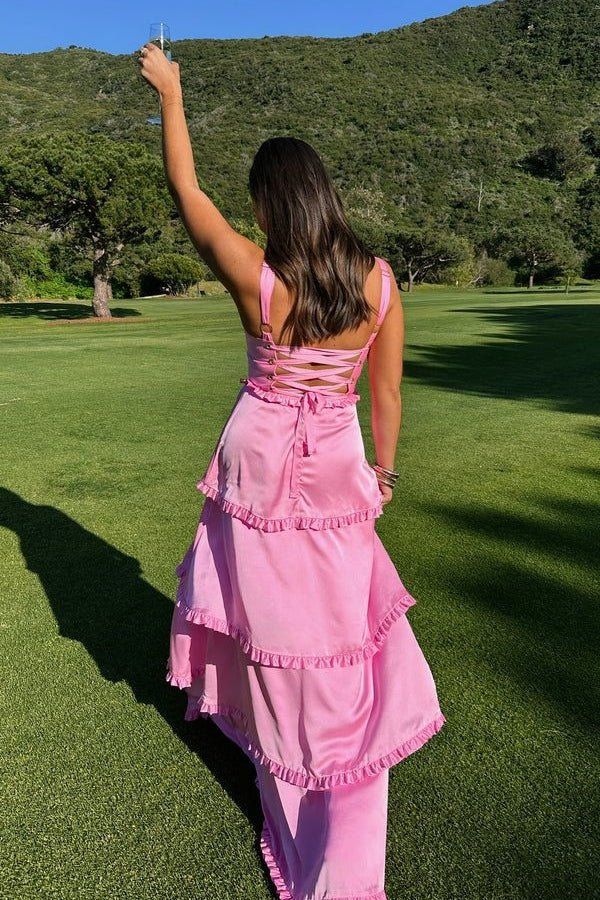 Popular Pink A-line Spaghetti Straps Long Formal Gown to Impress,WGP1843
