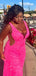 Sexy Pink Mermaid V-neck Long Formal Gown to Impress,WGP1838