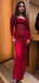 Sexy Red Long Sleeves Mermaid Long Formal Gown to Impress,WGP1817