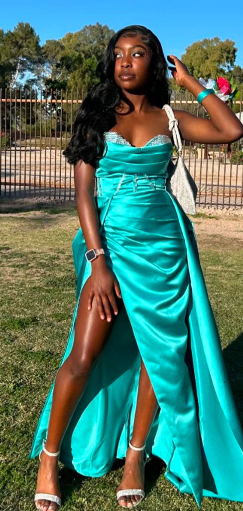 Sexy Green A-line Sweetheart Slit Long Formal Gown to Impress,WGP1832