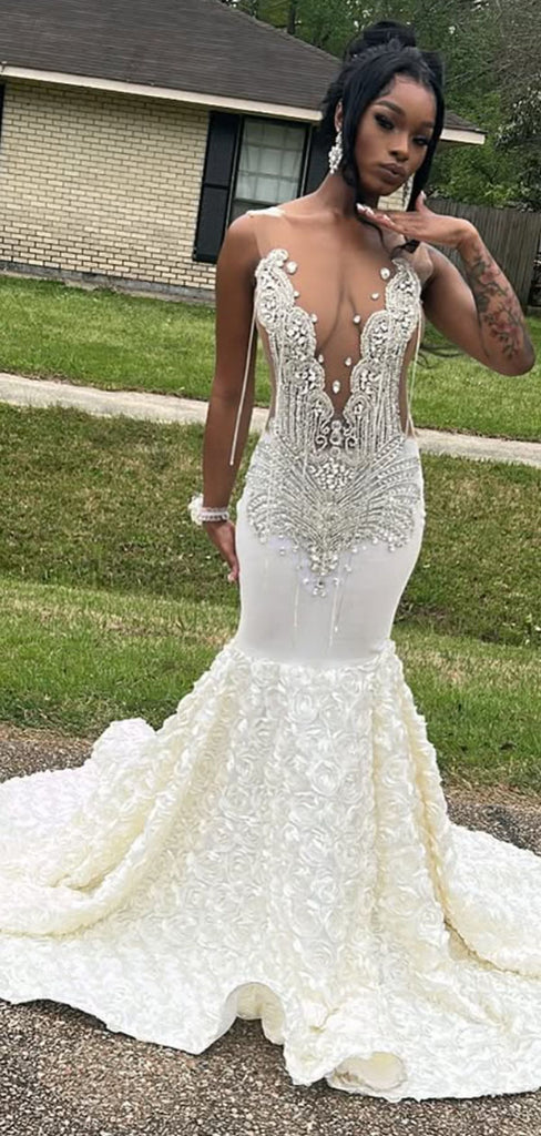 Sexy White Mermaid Long Formal Gown to Impress,WGP1825