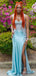 Sparkly Blue Sapgehtti Straps Mermaid Long Formal Gown to Impress,WGP1863