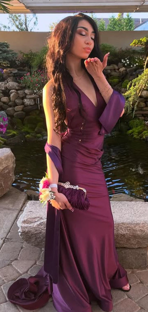Elegant Purple V-neck Mermaid Long Formal Gown to Impress,WGP1857