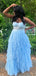 Sparkly Blue Spaghetti Straps A-line Long Formal Gown to Impress,WGP1887