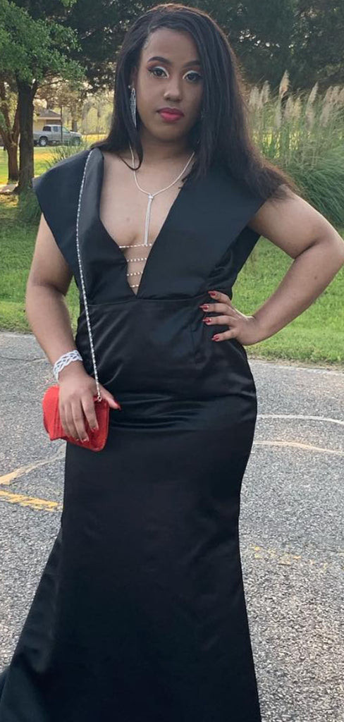 Sexy Black Mermaid V-neck Long Formal Gown to Impress,WGP1872