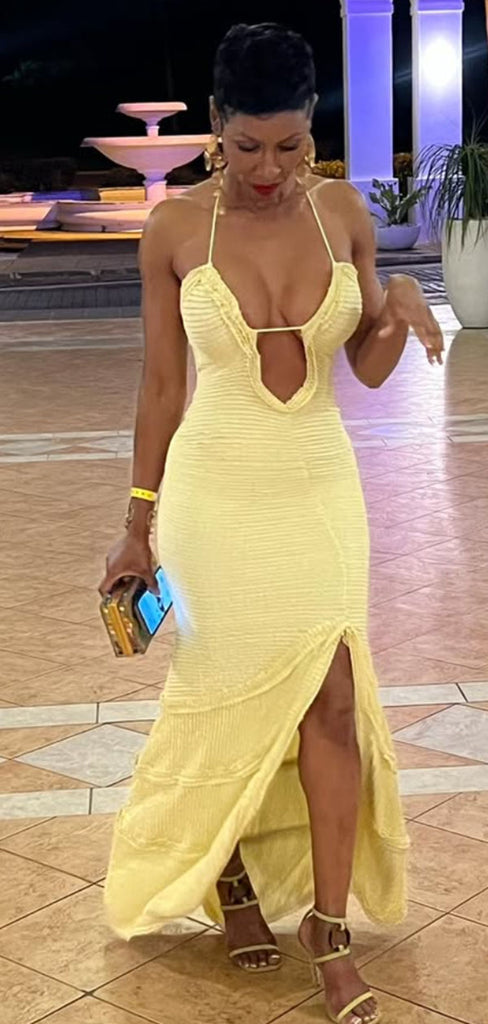 Elegant Yellow Spaghetti Straps Mermaid Long Formal Gown to Impress,WGP1880
