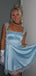 Elegant Blue Spagehtti Straps Homecoming Dress Graduation Party Dress , QB0944