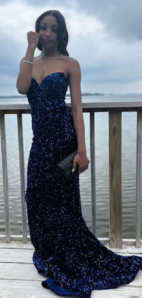 Sparkly Blue Sweetheart Mermaid Long Formal Gown to Impress,WGP1890
