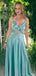 Elegant Green Spaghetti Straps A-line Long Formal Gown to Impress,WGP1888