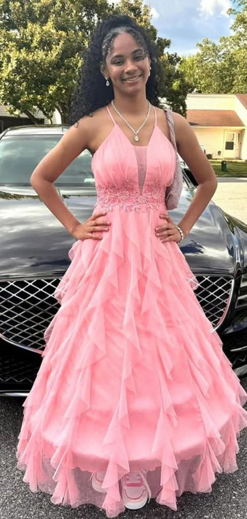 Elegant Pink A-line Spaghetti Straps Long Formal Gown to Impress,WGP1883