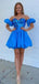 Sparkly Blue Off-shoulder Homecoming Dress Graduation Party Dress , QB0937