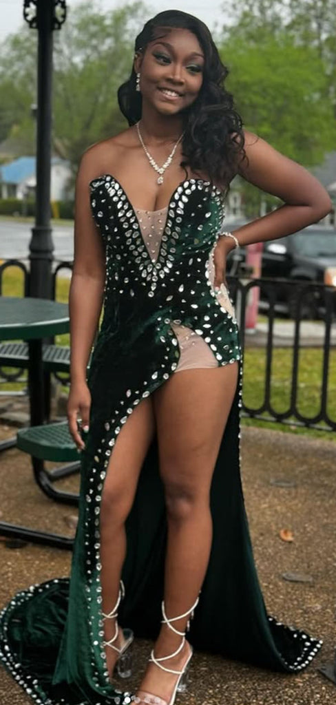 Sexy Green Mermaid Slit Long Formal Gown to Impress,WGP1917
