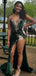 Sexy Green Mermaid Slit Long Formal Gown to Impress,WGP1917