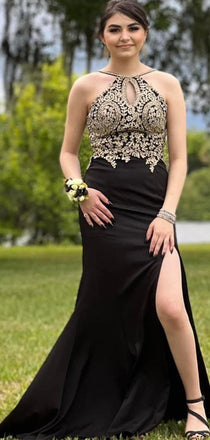 Sparkly Black Mermaid Halter Long Formal Gown to Impress,WGP1922