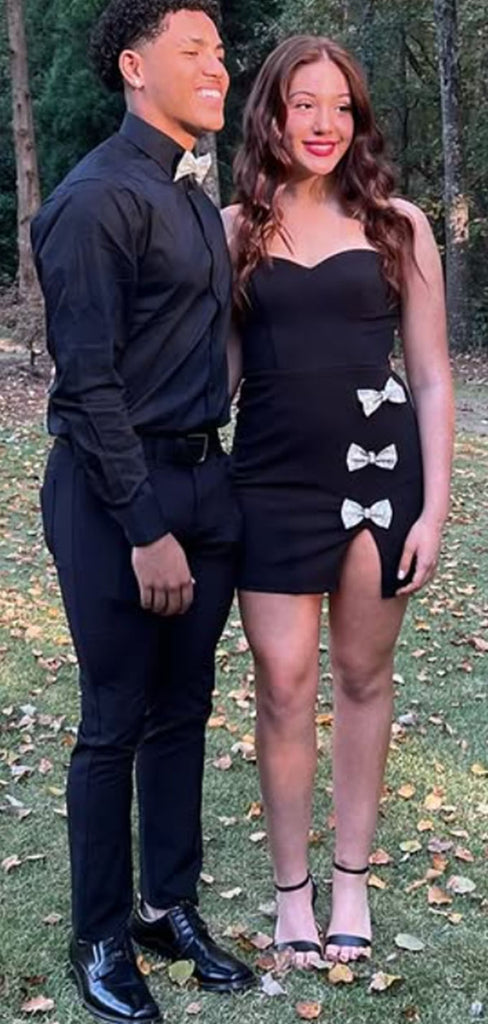 Cute Black Sweetheart Bow Homecoming Dress Graduation Party Dress , QB0923