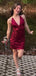 Sexy Red Spaghetti Straps V-neck Homecoming Dress Graduation Party Dress , QB0929