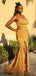 Sexy Yellow Slit V-neck Long Formal Gown to Impress,WGP1790