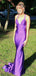 Elegant Purple Spaghetti Straps V-neck Mermaid Long Formal Gown to Impress,WGP1856