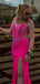 Sparkly Pink V-neck Mermaid Long Formal Gown to Impress,WGP1799