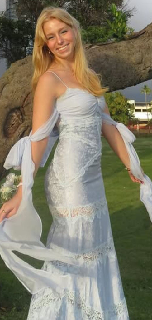 Elegant Blue Spaghetti Straps Mermaid Long Formal Gown to Impress,WGP1794