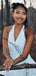 Sparkly White Halter Straps Homecoming Dress Graduation Party Dress , QB0891