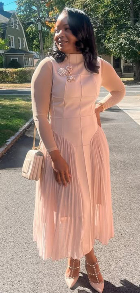 Formal Pink Long Sleeve A-line Long Formal Gown to Impress,WGP1781