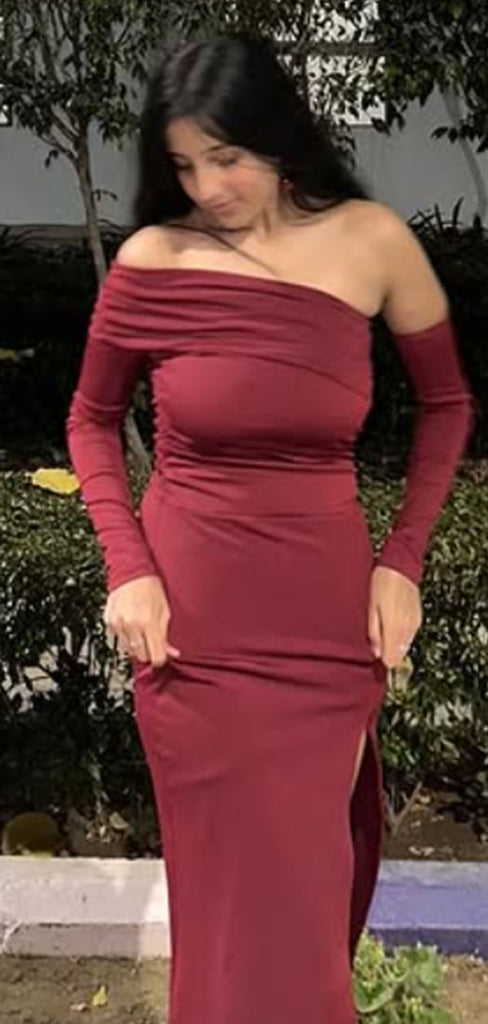Elegant Red Long Sleeve Mermaid Long Formal Gown to Impress,WGP1785