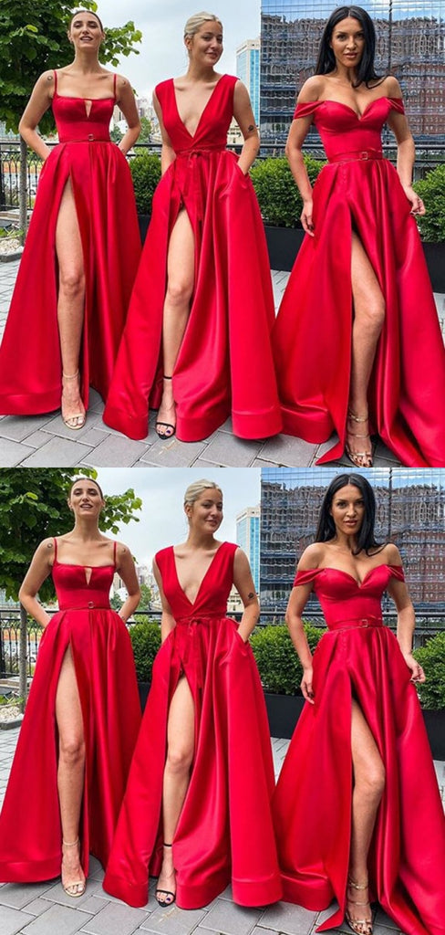 Elegant Red A-line Bridesmaid Dresses for Wedding Party, BDS0249