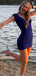 Elegant Blue Off-shoulder Homecoming Dress Graduation Party Dress , QB0945