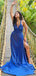 Elegant Blue V-neck Long Formal Gown to Impress,WGP1871