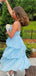 Elegant Blue A-line Spaghetti Straps Long Formal Gown to Impress,WGP1759