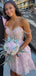 Sparkly Pink Sweetheart Off-shoulder Homecoming Dress Graduation Party Dress , QB0893