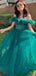 Elegant Green Off-shoulder A-line Long Formal Gown to Impress,WGP1786