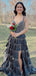 Popular Black Spaghetti Straps V-neck A-line Long Formal Gown to Impress,WGP1803