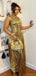 Elegant Gold A-line Jewl Long Formal Gown to Impress,WGP1830