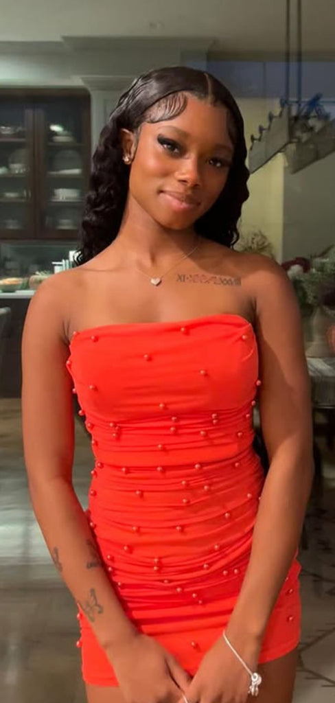 Sexy Red Straight Across Homecoming Dress Graduation Party Dress , QB0900