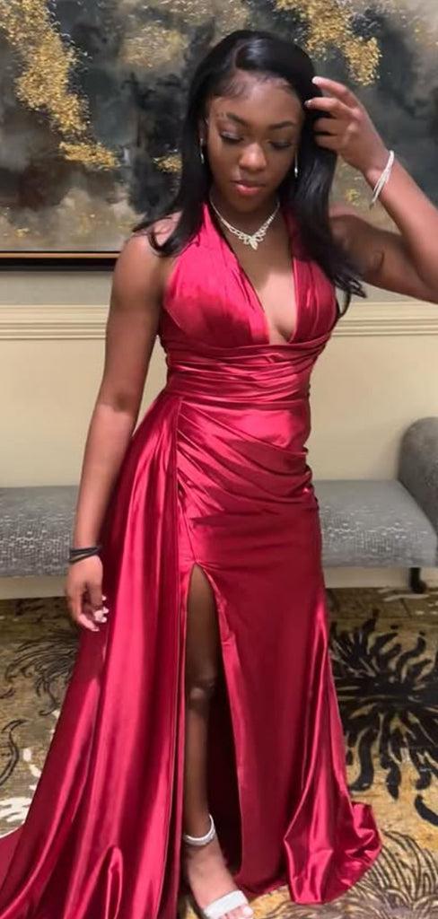 Sexy Red V-neck Mermaid Long Formal Gown to Impress,WGP1900