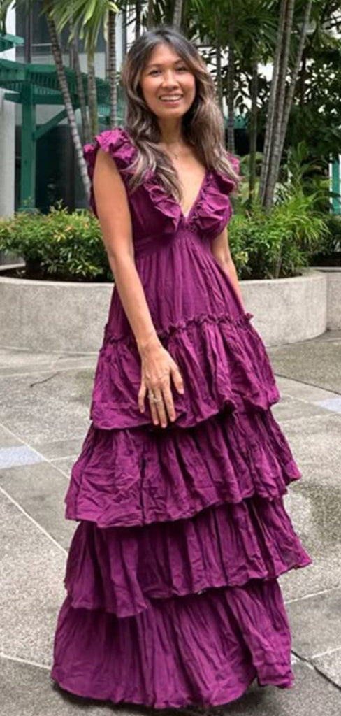 Elegant Purple Spaghetti Straps Long Formal Gown to Impress,WGP1768
