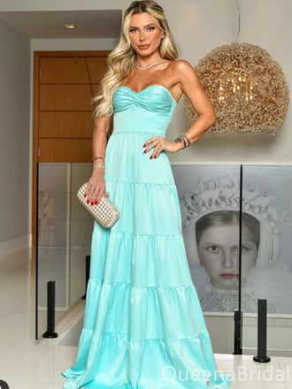 Elegant Tiffany Blue A-line Maxi Long Party Prom Dresses, Evening Dresses, WGP341